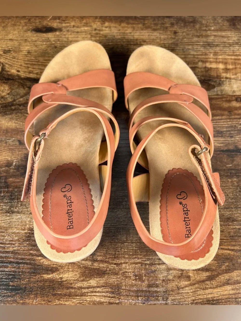 Baretraps Cork Wedge Heel‎ Sandals Faux Leather Pink Casual Freesia Women's 7.5